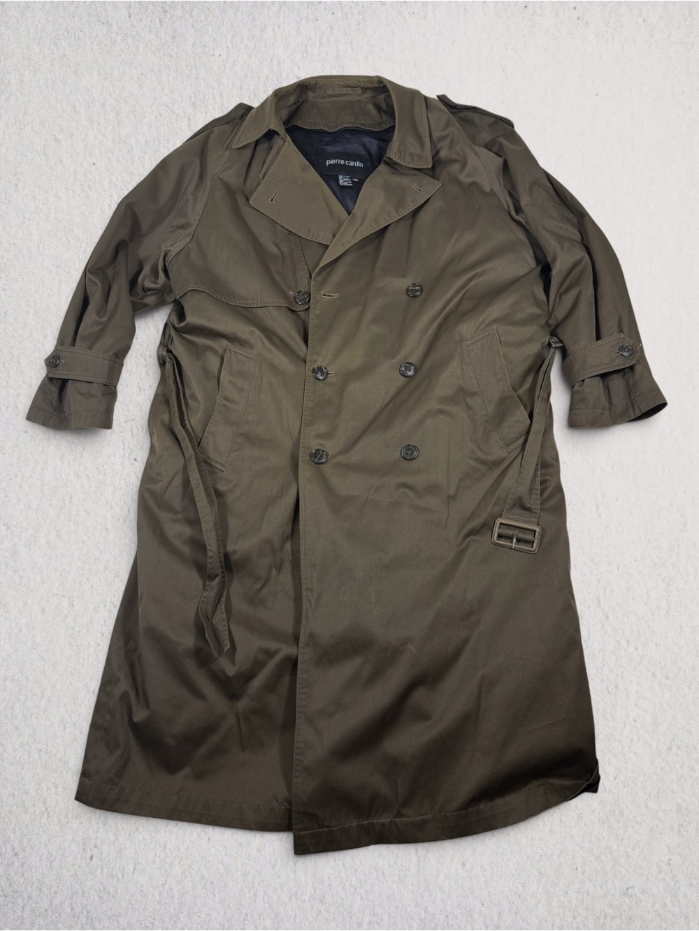 Pierre Cardin Men's Double-Breasted Trench Coat - Olive